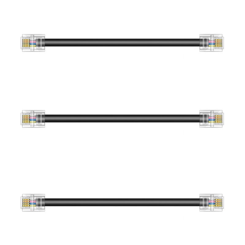 Ubramac 3Pack Phone Telephone Extension Cord 6 inch Cable Line with Standard RJ11 6P4C Plugs for Landline Phone and Fax (3, Black, 6 inch) - Image 1